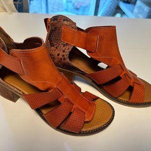 Orange block heel sandal